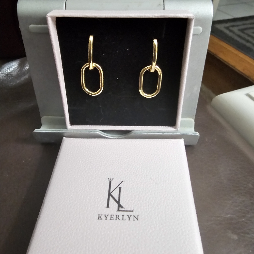 Double link gold earrings! Nwb!